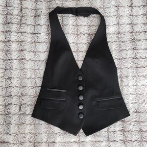 Express - Black Vest with Faux Leather Accents